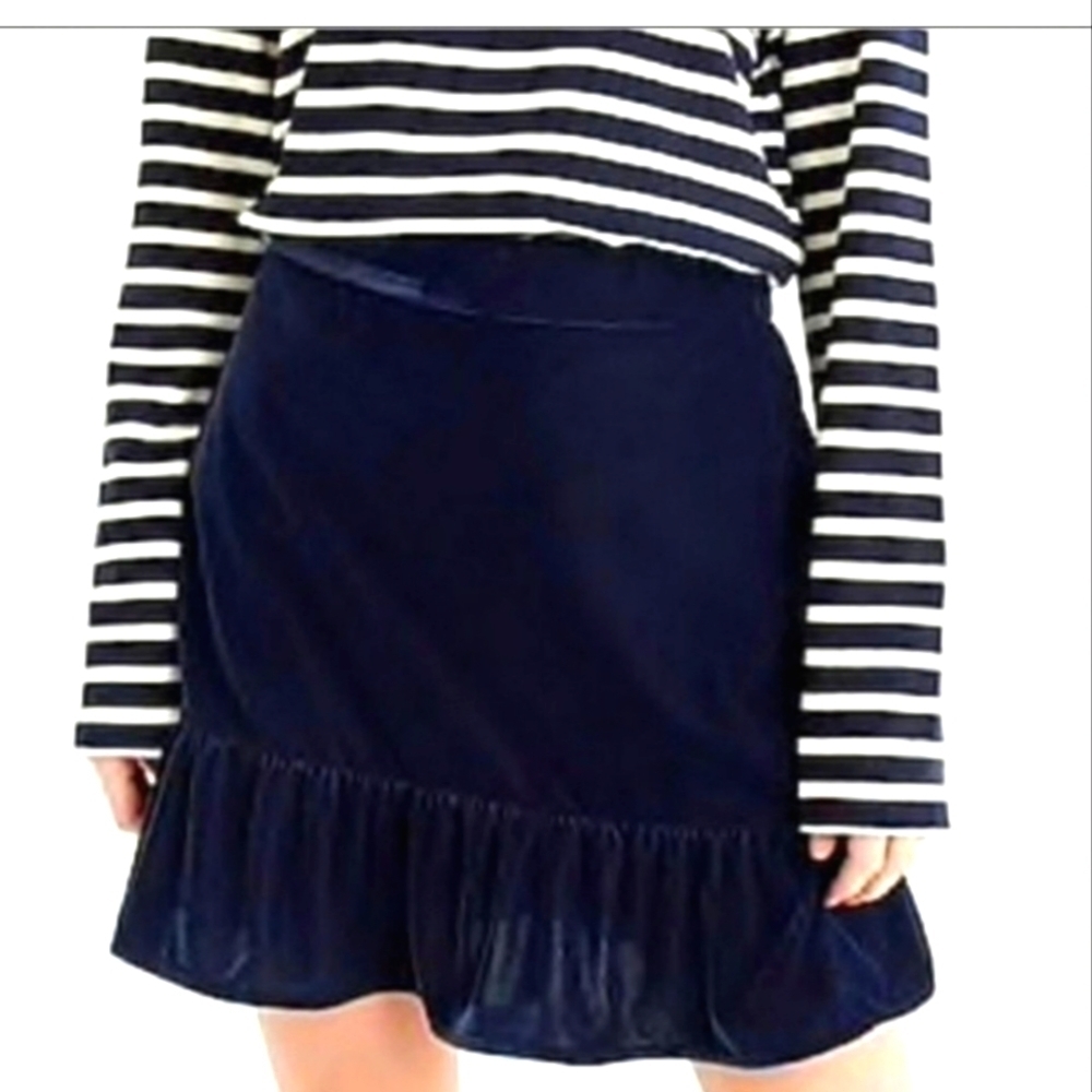 J.Crew Navy Blue Velvet Tiered Mini Skirt‎
